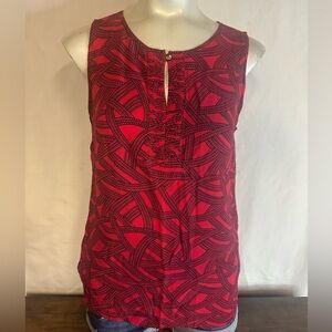 Banana Republic Red and Black Patterned Top
